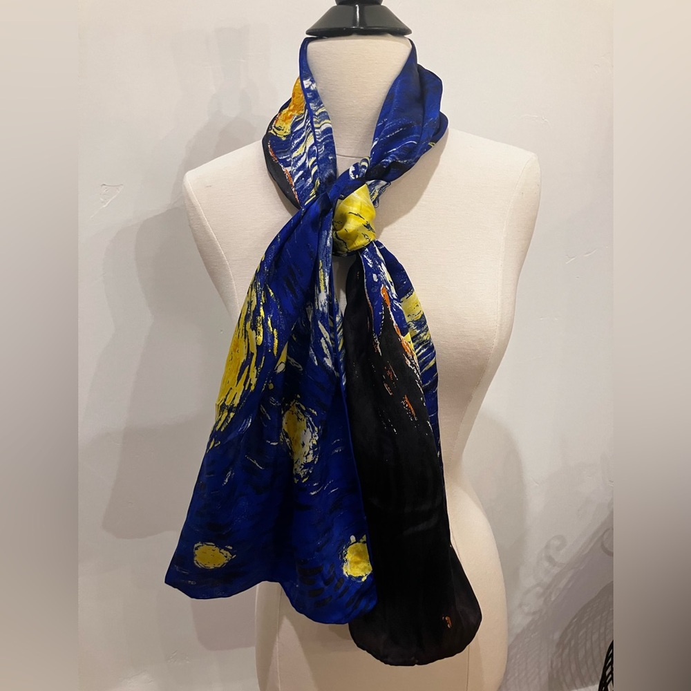 Van Gogh Starry Night 100% neck Silk Scarf Museum Art Classic